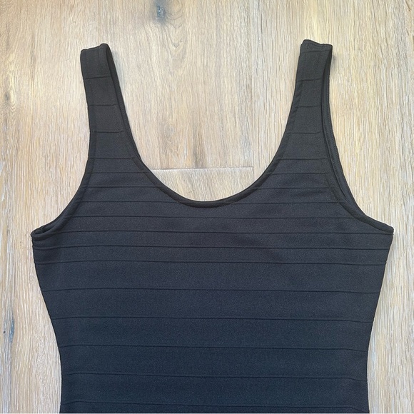 Seductions Black Bandage Dress Little Black Bodycon Dress with SIde Slit - Large - Picture 11 of 13